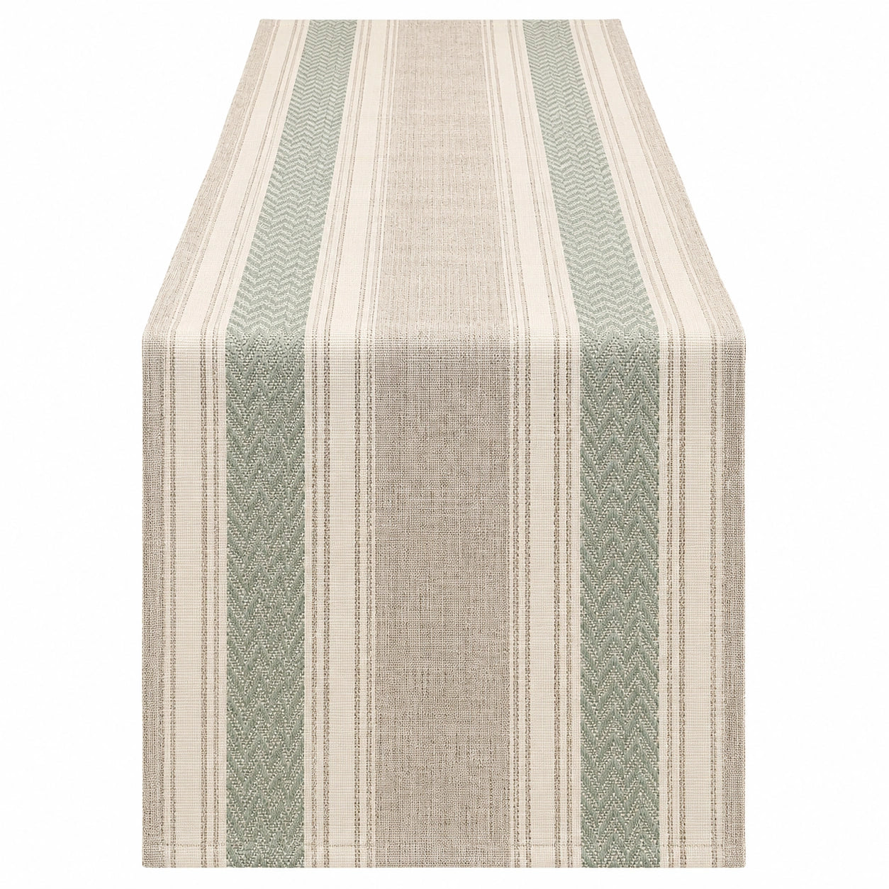 Chemin de Table Rayé Beige et Vert