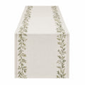 Chemin de Table Motif Feuilles Crème/Vert 180cm