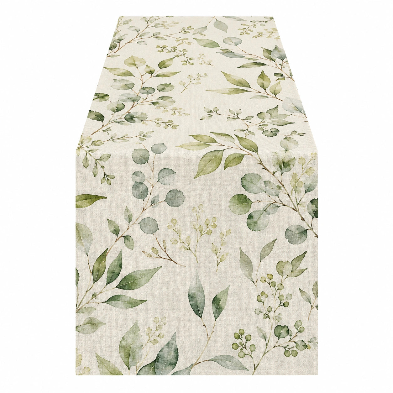 Chemin de Table à Motif Feuilles Vert 140x40cm