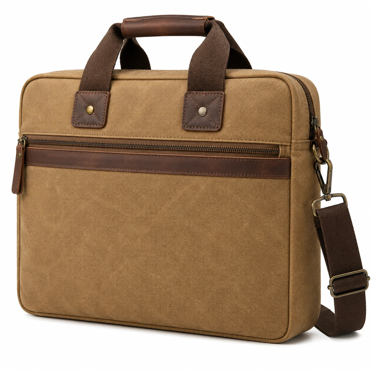 Sacoche pour Ordinateur Portable Élégante en Toile Marron