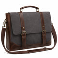 Sacoche en Toile pour Ordinateur Portable 15 Pouces Gris et Marron