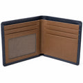 Portefeuille bifold marron et bleu avec emplacements pour cartes