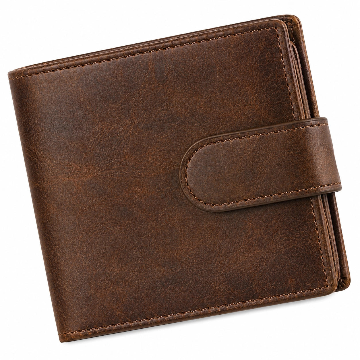 Portefeuille marron avec fermeture à pression