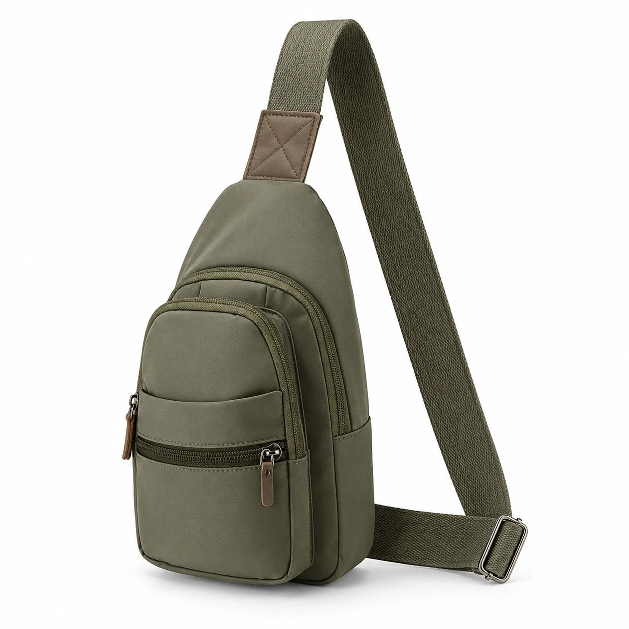 Sac en Bandoulière Vert Unisexe avec Poches Multiples