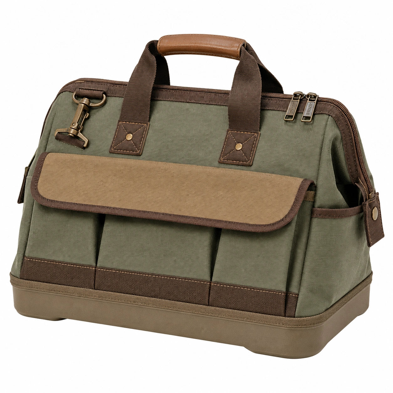 Sac à outils robuste vert/kaki avec poignées renforcées