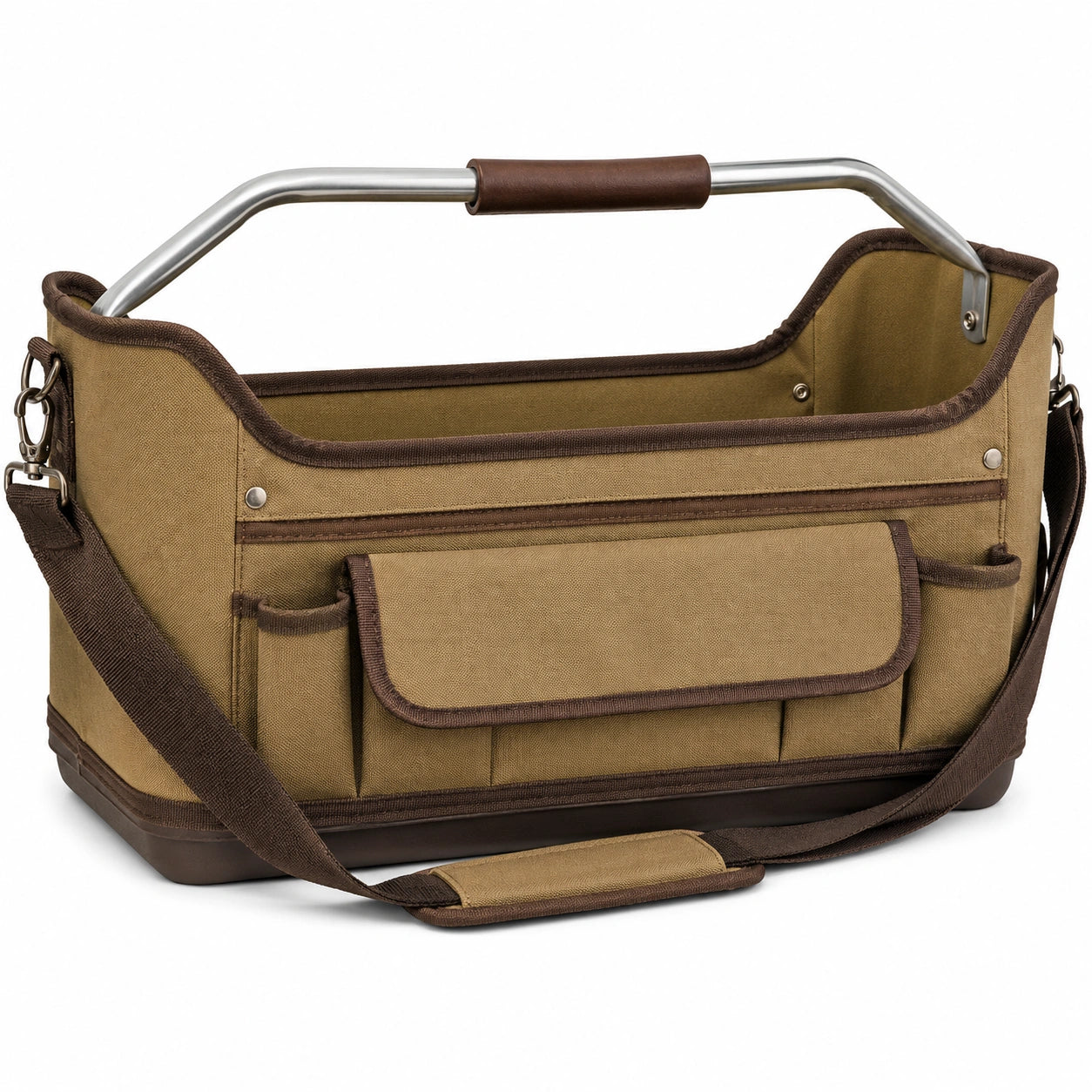 Organisateur d'outils beige avec poignée et bandoulière