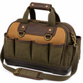 Sac à outils classique marron et olive avec poches multiples