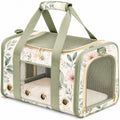 Transporteur pour animaux de compagnie motif floral vert et beige