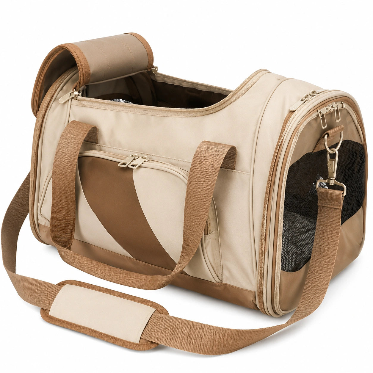 Sac de transport pour animaux Beige et Marron avec bandoulière