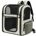 Sac à dos transporteur pour animaux avec panneaux en maille - Vert/Beige